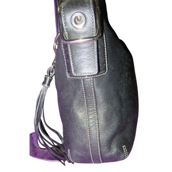 Coach 2006 Vintage Black Leather East West Legacy Tassel Hobo Shoulder Bag 1417 - Picture 3 of 12